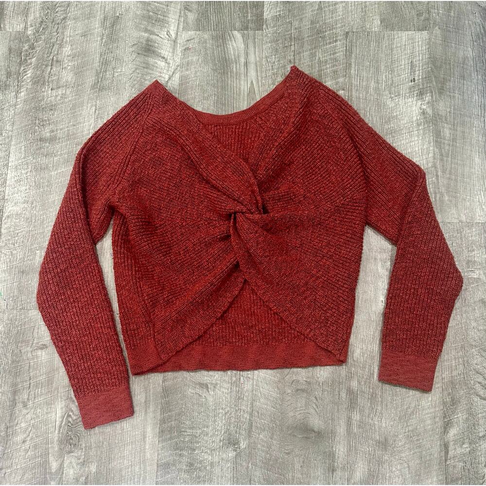 Aerie Rust Red Twist Back Chenille Knit Sweater‎ XS Long Sleeve